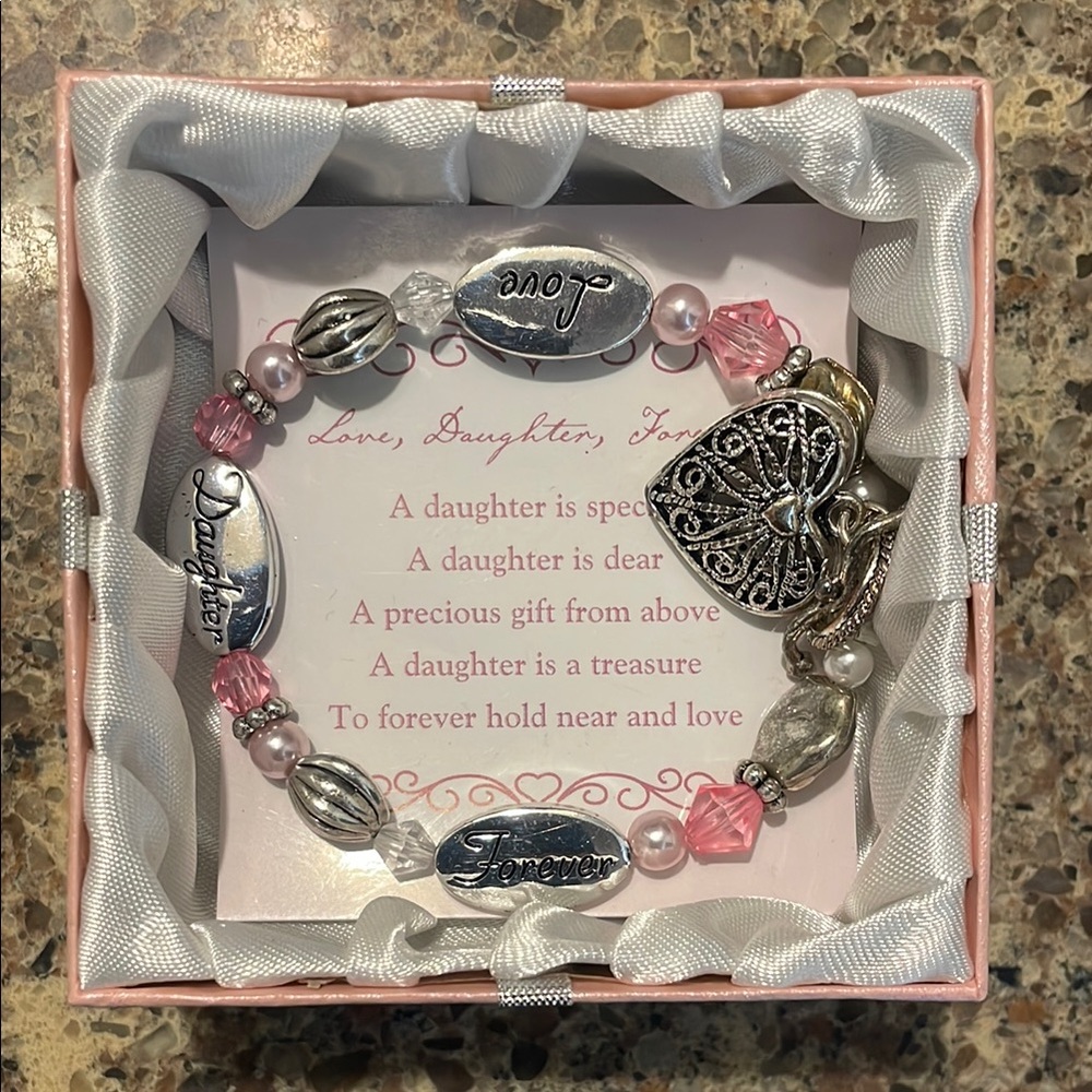 Silver and Pink Charm Bracelet